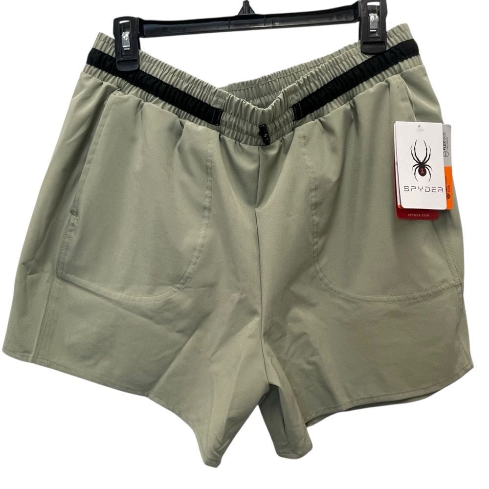 Spyder Size L Light Olive Green Outdoor Active Shorts Bungee Pull On Athletic
